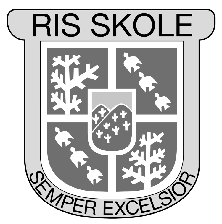 Skolefane og logo Ris skole